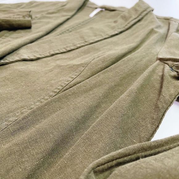 Free People Linen Blazer Shawl Collar Button Front Moss Khaki Green S NWT - Picture 5 of 10